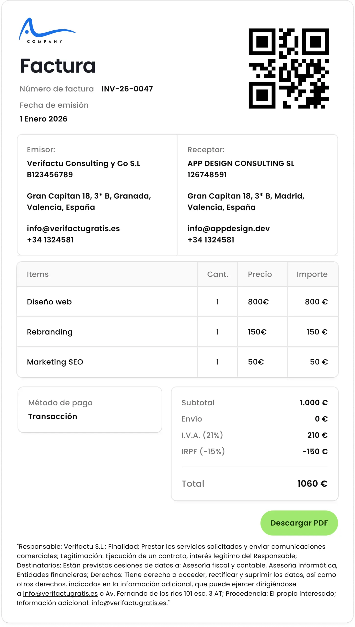factura ejemplo verifactu